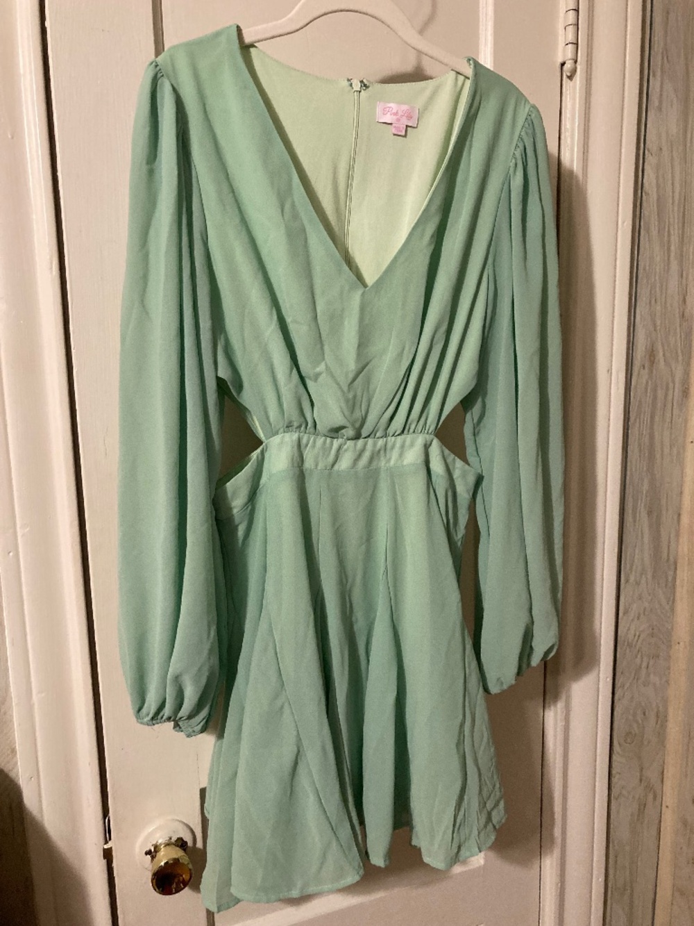 Pink Lily long sleeve, v-neck mini dress